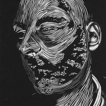 Broken Face, 29,7x42cm, Linocut on paper, 2017
