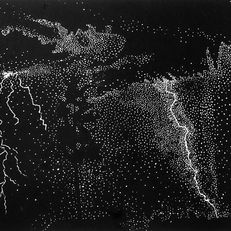 Stormy night, 29,7x42cm, Linocut on paper, 2020